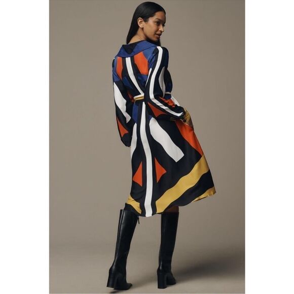 Farm Rio Amanda Stripe Chemise Midi Shirt Dress - Picture 2 of 9